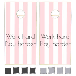  Cornhole Sets Pink & White Stripe Vertical