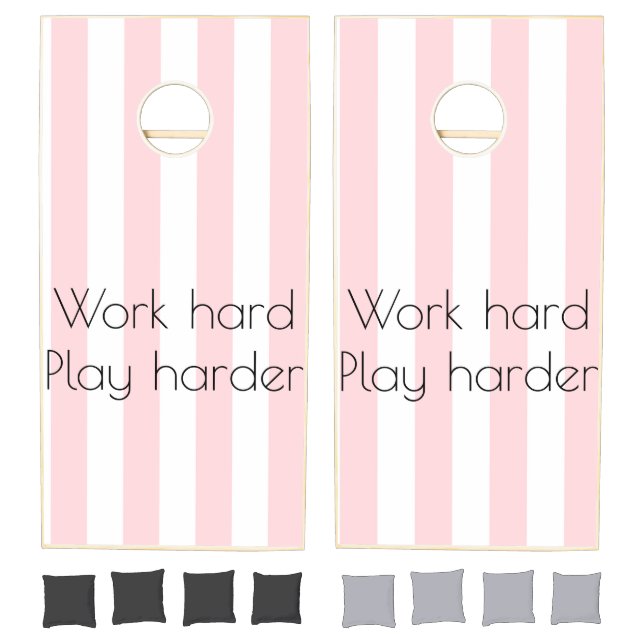  Cornhole Sets Pink & White Stripe Vertical (Set)