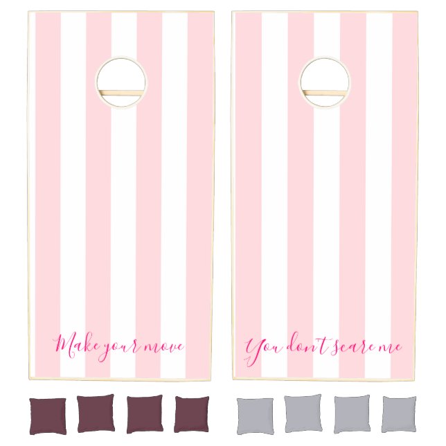  Cornhole Sets Pink & White Stripe Vertical (Set)