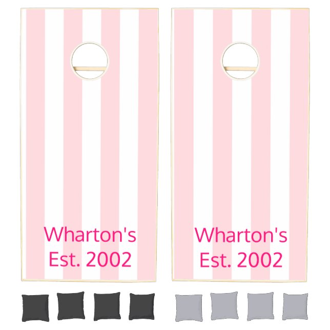  Cornhole Sets Pink & White Stripe Vertical (Set)