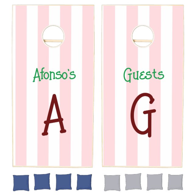  Cornhole Sets Pink & White Stripe Vertical (Set)
