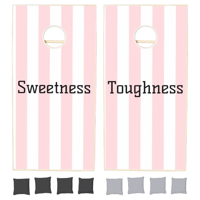  Cornhole Sets Pink & White Stripe Vertical (Set)
