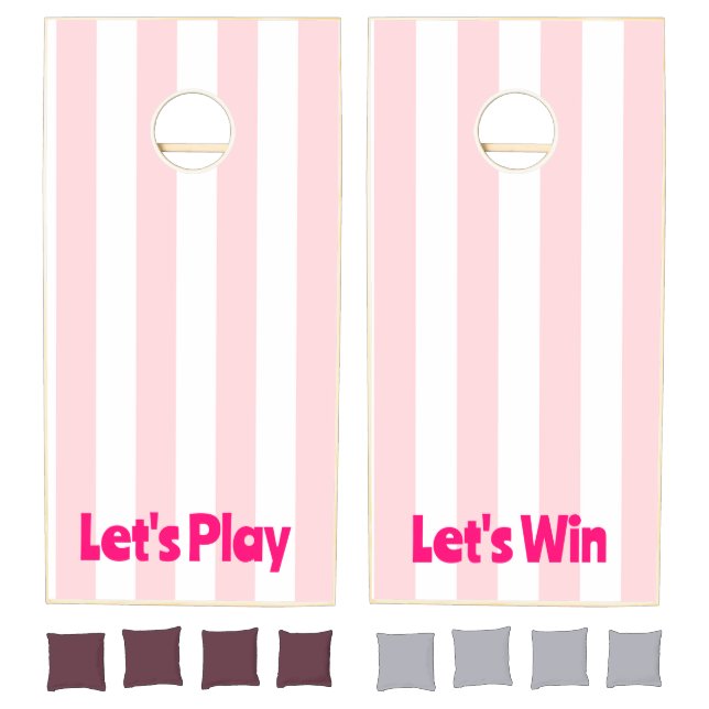 Cornhole Sets Pink & White Stripe Vertical (Set)