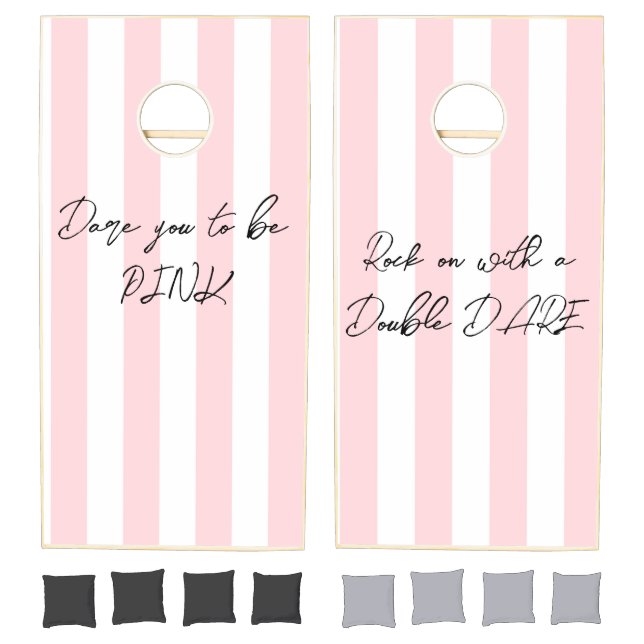  Cornhole Sets Pink & White Stripe Vertical (Set)