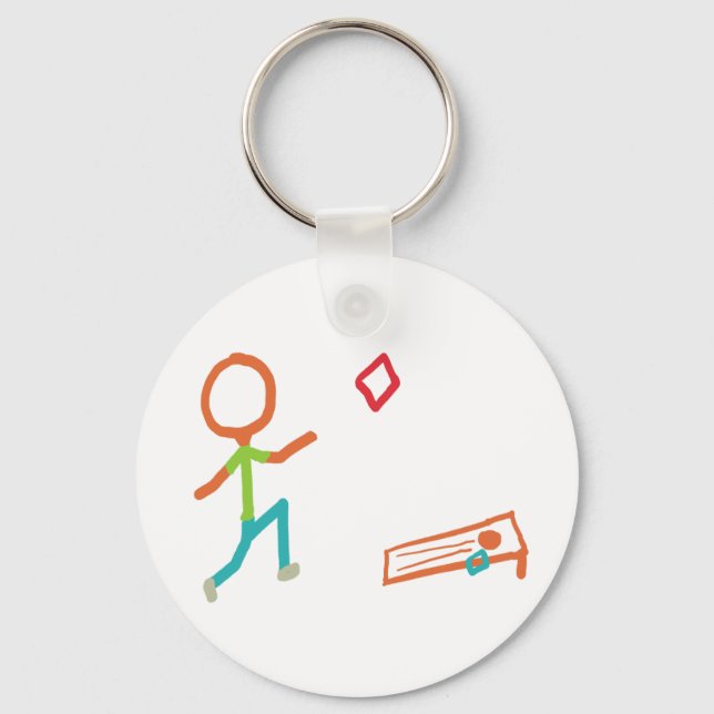 Cornhole Stickman Keychain (Front)
