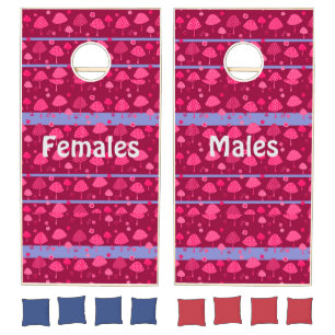 Cornhole Toss in Hot Pink with Mushrooms Cornhole Set