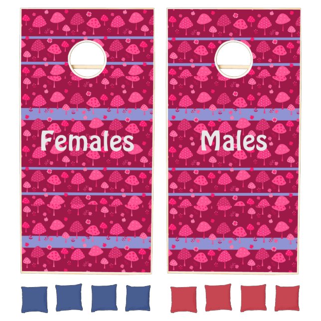 Cornhole Toss in Hot Pink with Mushrooms Cornhole Set (Set)