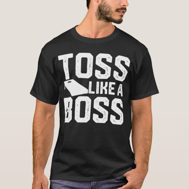 Cornhole Toss Like a Boss Retro Style Cornhole T-Shirt (Front)