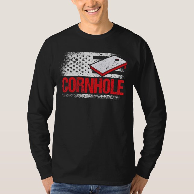 Cornhole Tournament Cornstar Corn Hole Red White T-Shirt (Front)