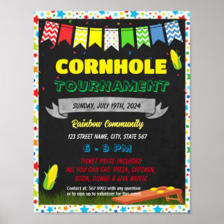 Cornhole Tournament Fundraiser template Poster