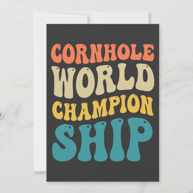Cornhole World Championship Funny Groovy Retro Dad Invitation (Front)