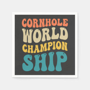 Cornhole World Championship Funny Groovy Retro Dad Napkins
