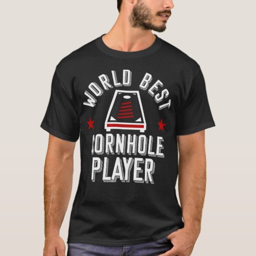 Cornhole Worlds Best Retro Bean Bag Champion T_Shirt