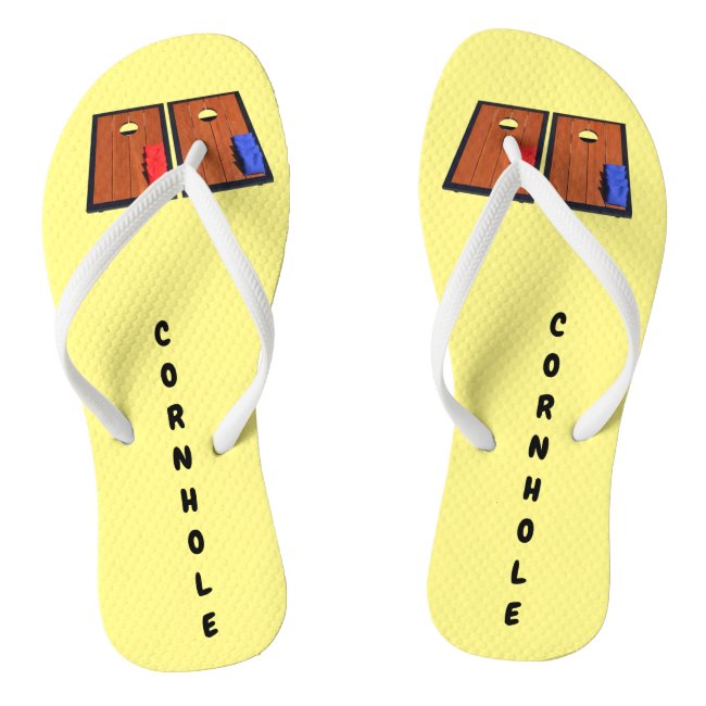 Cornhole Yellow Flip Flops