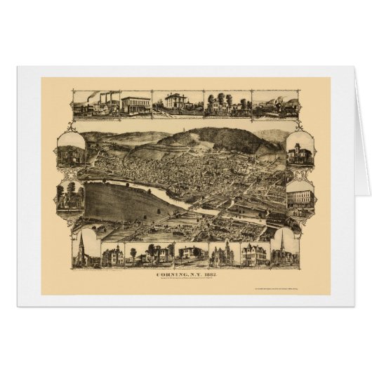 Corning, NY Panoramic Map - 1882 Cards (Front Horizontal)