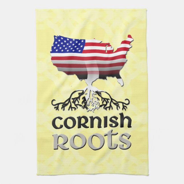 Cornish American Ancestry Roots Kitchen Towel (Vertical)