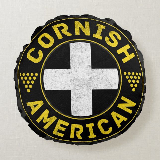 Cornish American Flag Ensign  Round Pillow (Front)