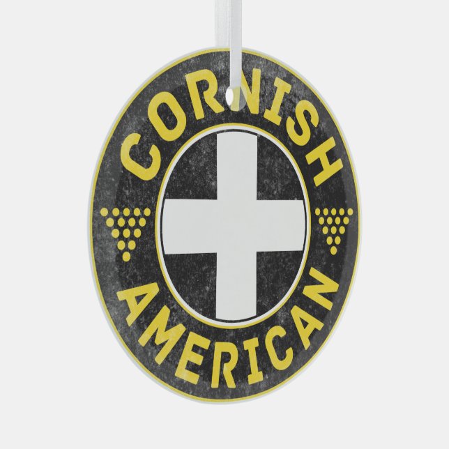 Cornish American Flag  Glass Ornament (Front Right)