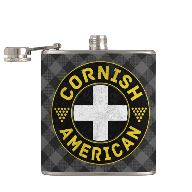 Cornish American Flag Hipflask Hip Flask (Opened)