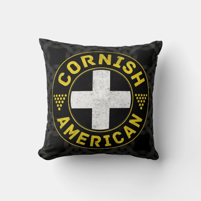 Cornish American Flag Throw Pillow (Front)