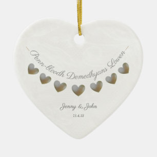 Cornish language wedding anniversary gift ceramic ornament