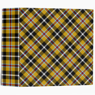 Cornish National Tartan Yellow and Black Plaid 3 Ring Binder