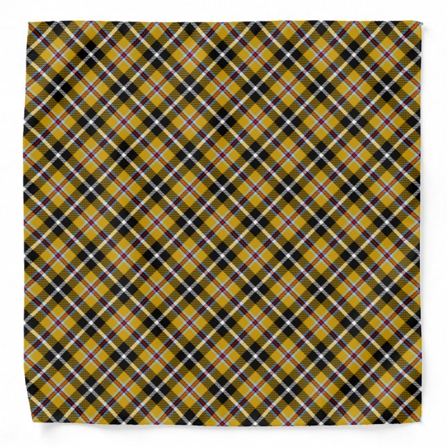 Cornish National Tartan Yellow and Black Plaid Bandana (Front)