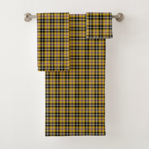 Cornish National Tartan Yellow and Black Plaid Bath Towel Set