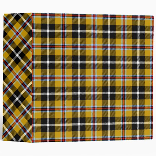 Cornish National Tartan Yellow and Black Plaid Binder (Front/Spine)