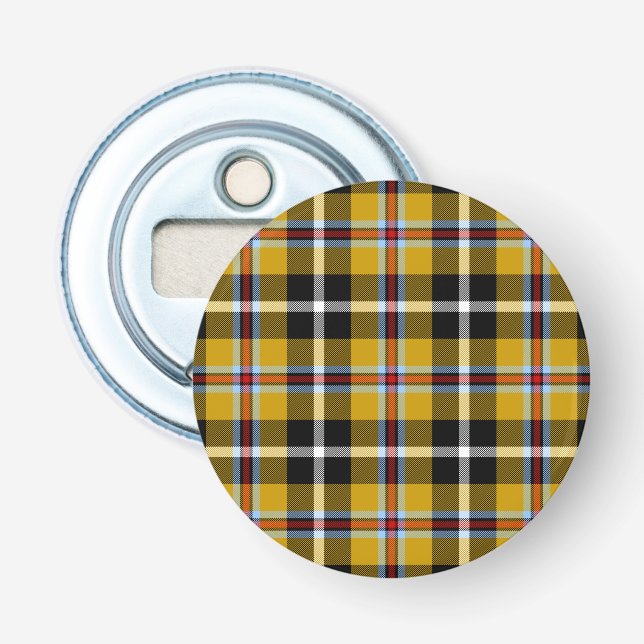 Cornish National Tartan Yellow and Black Plaid Bottle Opener (Front)