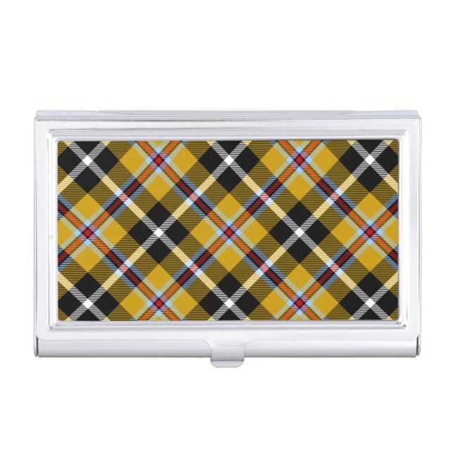 Cornish National Tartan Yellow and Black Plaid Business Card Holder (Front)