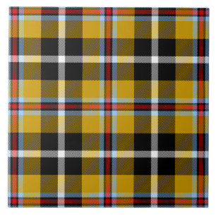 Cornish National Tartan Yellow and Black Plaid Ceramic Tile