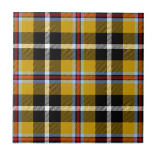 Cornish National Tartan Yellow and Black Plaid Ceramic Tile