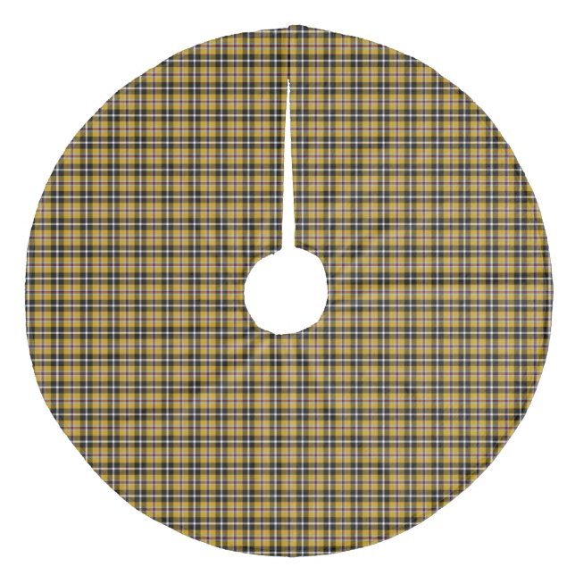 Cornish National Tartan Yellow and Black Plaid Fleece Tree Skirt (Front)