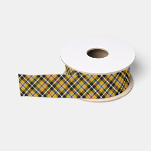 Cornish National Tartan Yellow and Black Plaid Grosgrain Ribbon