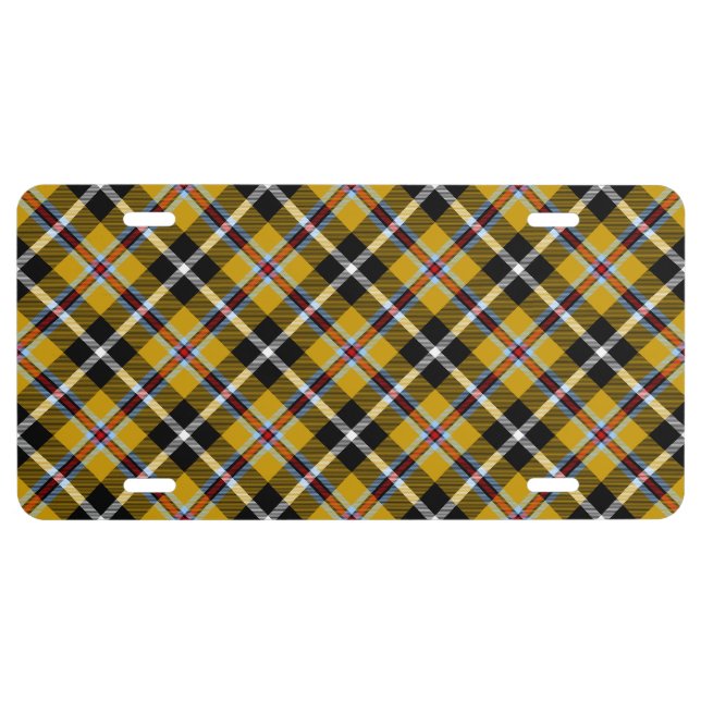 Cornish National Tartan Yellow and Black Plaid License Plate (Front)