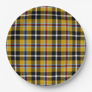 Cornish National Tartan Yellow and Black Plaid Paper Plates