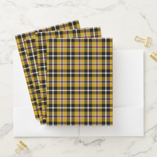 Cornish National Tartan Yellow and Black Plaid Pocket Folder