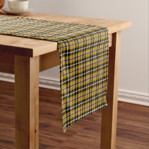 Cornish National Tartan Yellow and Black Plaid Short Table Runner