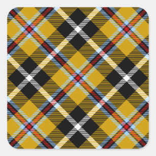 Cornish National Tartan Yellow and Black Plaid Square Sticker