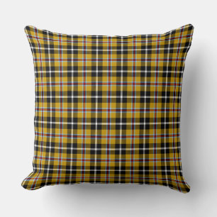 Cornish National Tartan Yellow and Black Plaid Throw Pillow