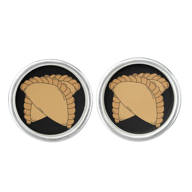 Cornish Pasty British Food Themed Wedding Cufflinks (Front)