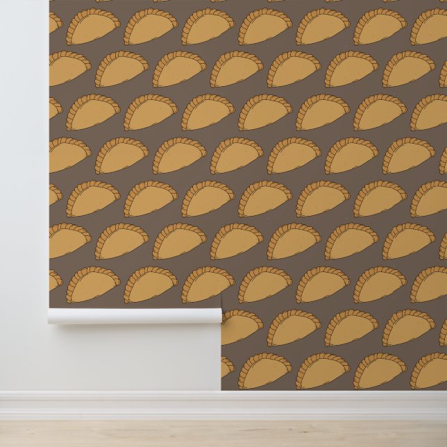Cornish Pasty Kitchen Baking Patterned Wallpaper (Application)