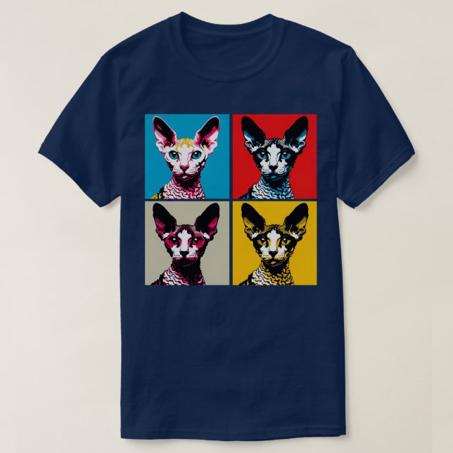 Cornish Rex Art Cat Lovers T-Shirt (Design Front)