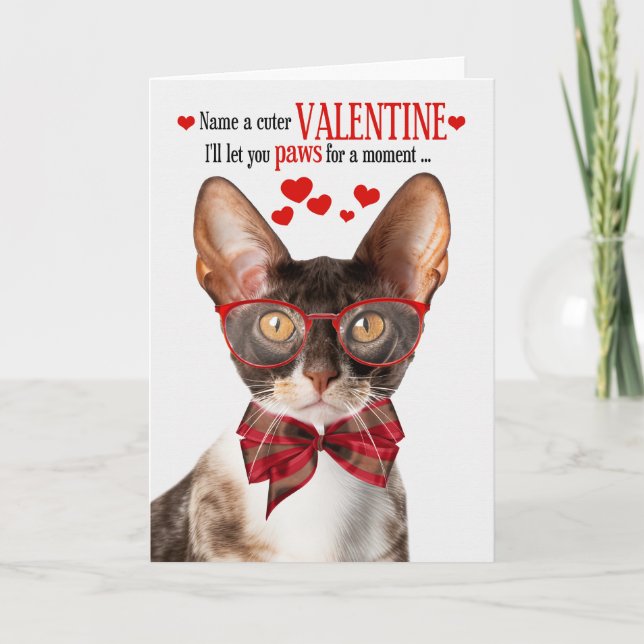 Cornish Rex Cat Feline Humor Valentine's Day Holiday Card (Front)