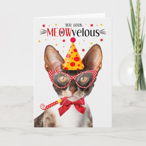 Cornish Rex Cat MEOWvelous Birthday Card