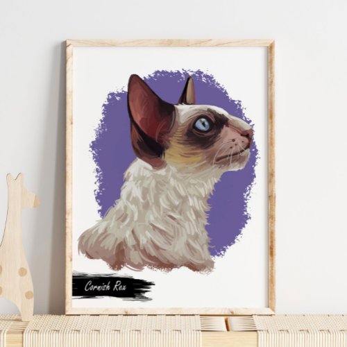 Cornish Rex Cat Print  Cat Wall Print