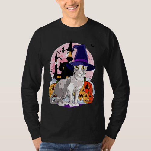 Cornish Rex Cat Witchy Scary Pumpkin Magic Hallowe T_Shirt