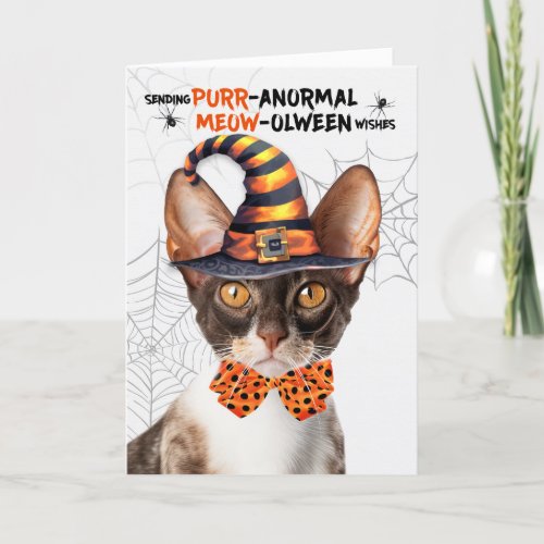 Cornish Rex Halloween Cat PURRanormal MEOWolween Holiday Card