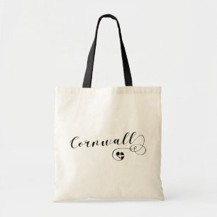 Cornish St Piran's Flag in Heart, Cornwall Tote Bag